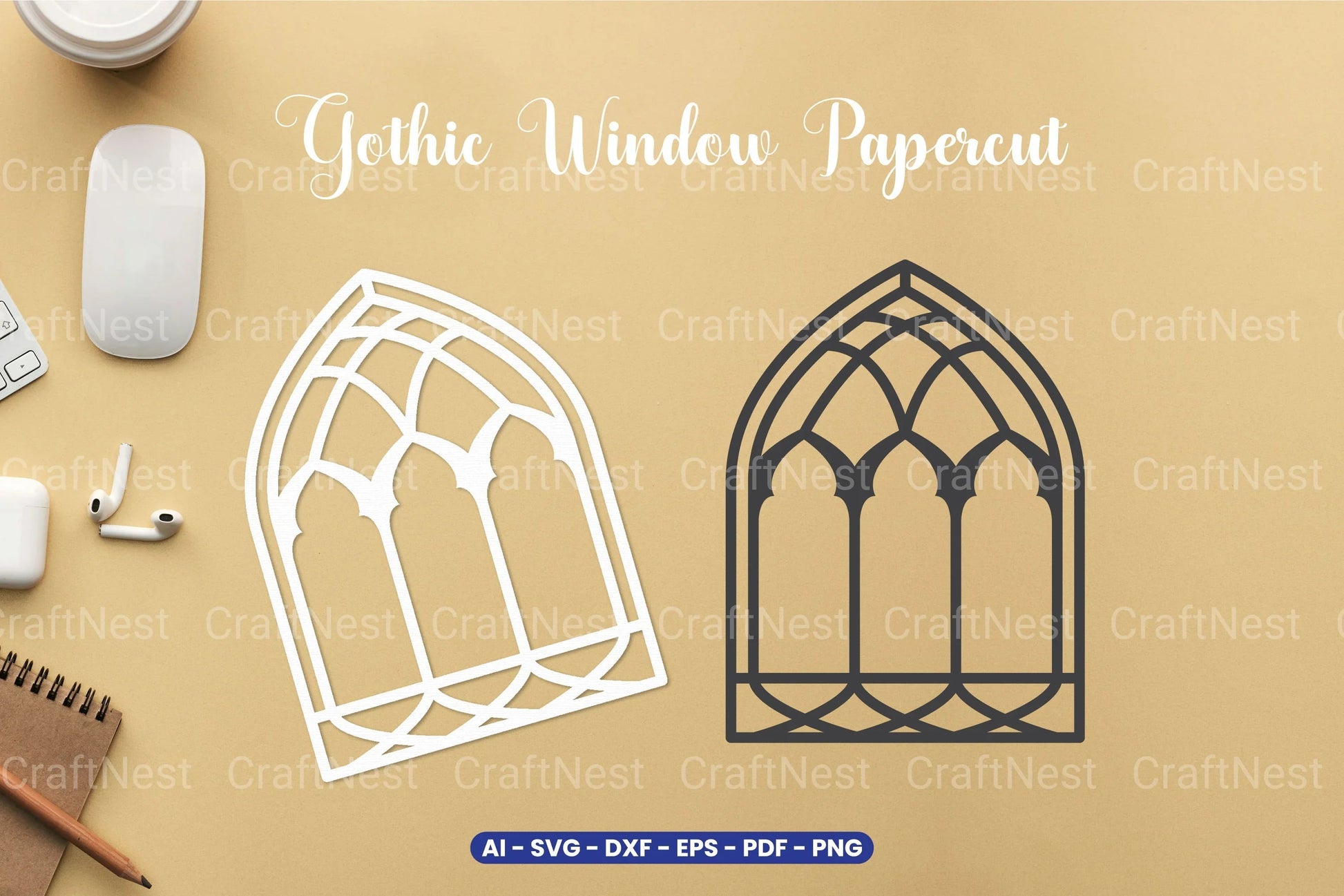Gothic Window Papercut SVG Bundle - CraftNest - Digital Crafting and Art