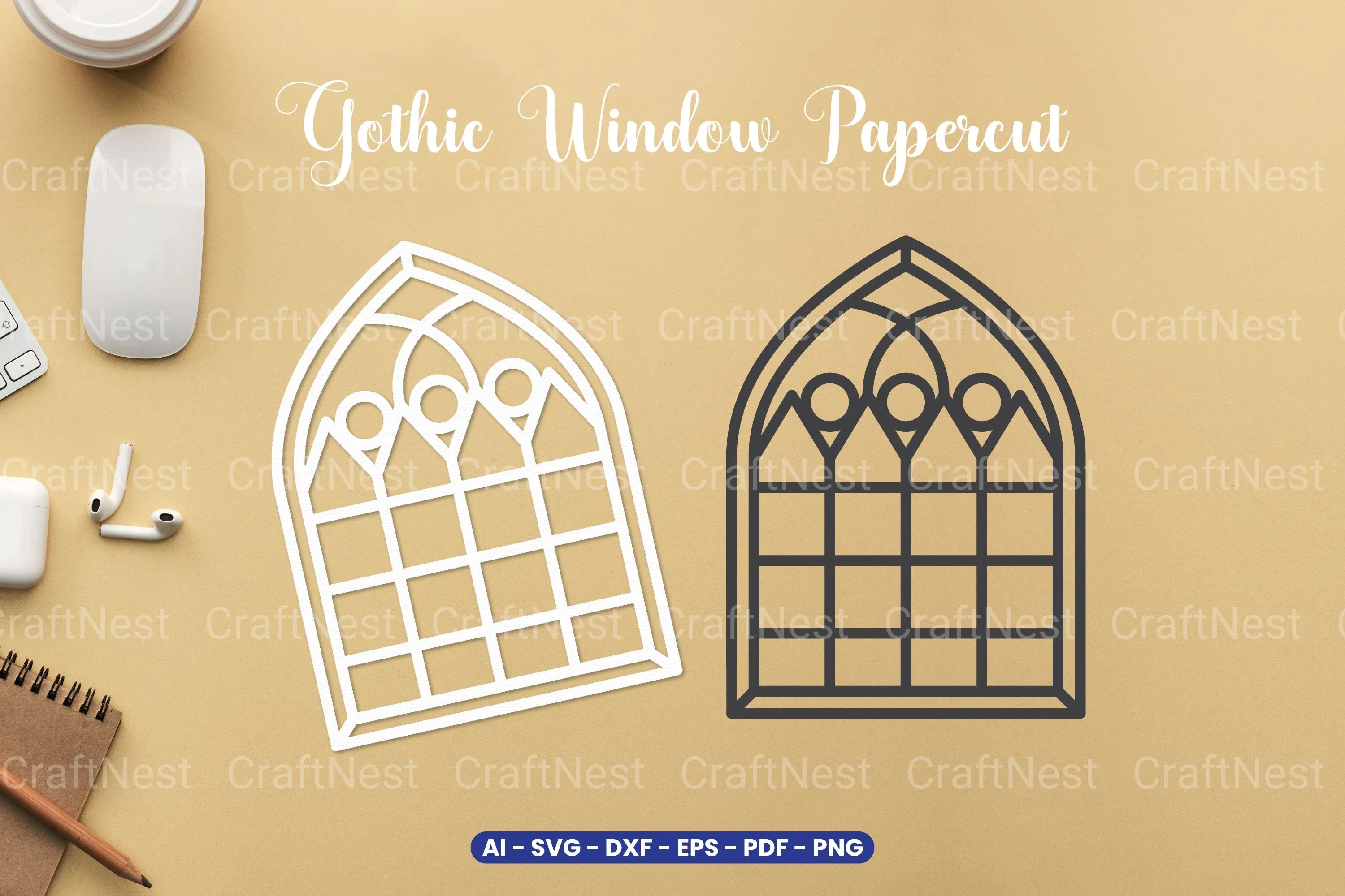 Gothic Window Papercut SVG Bundle - CraftNest - Digital Crafting and Art