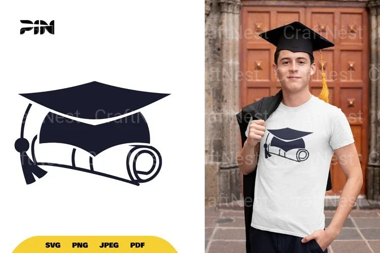 Graduation Hat and Diploma SVG Bundle - CraftNest - Digital Crafting and Art