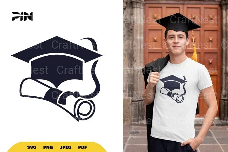 Graduation Hat and Diploma SVG Bundle - CraftNest - Digital Crafting and Art