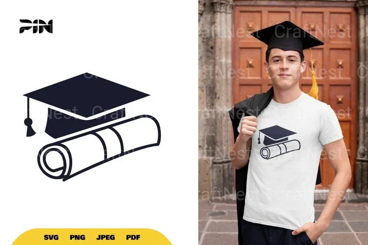 Graduation Hat and Diploma SVG Bundle - CraftNest - Digital Crafting and Art
