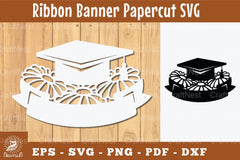Graduation Ribbon Banner Papercut SVG Bundle - CraftNest - Digital Crafting and Art