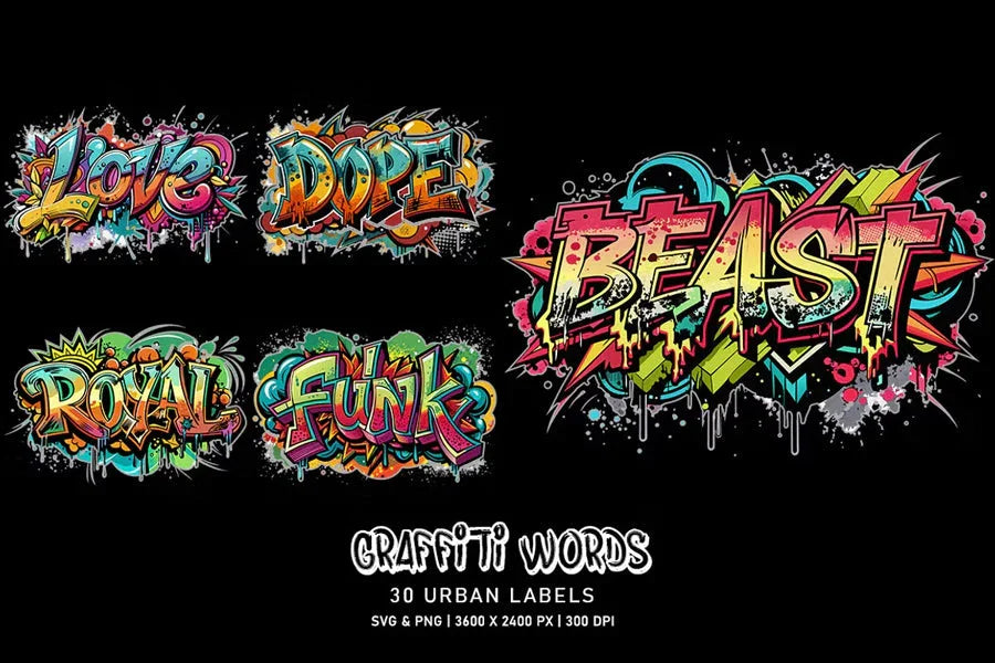 Graffiti Words - CraftNest - Digital Crafting and Art
