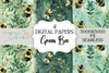 Green Garden Bee Digital Paper