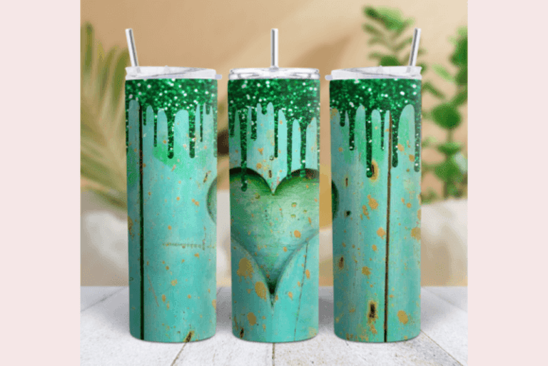 Green Glitter Valentine's Tumbler Wrap Bundle - CraftNest - Digital Crafting and Art