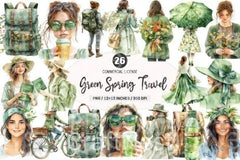 Green Spring Travel Clipart Bundle - CraftNest - Digital Crafting and Art