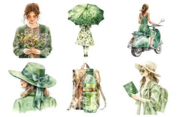 Green Spring Travel Clipart Bundle - CraftNest - Digital Crafting and Art