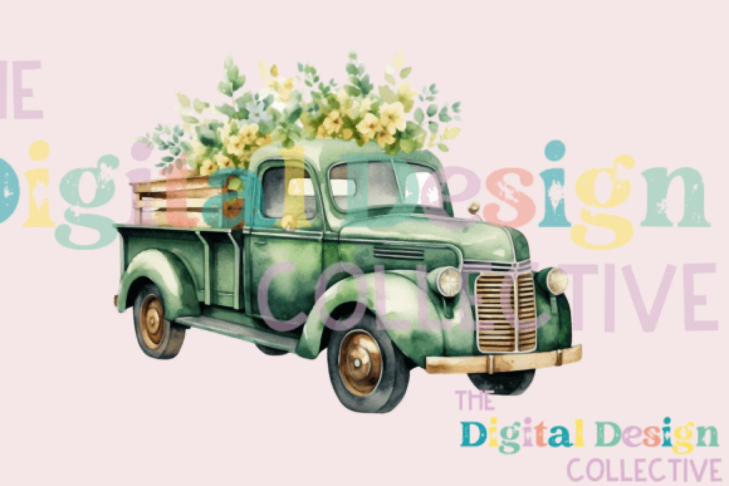Vintage Green Truck Clipart Bundle - CraftNest - Digital Crafting and Art