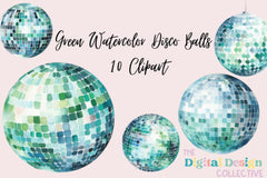 Green Disco Balls Art Clipart Bundle - CraftNest - Digital Crafting and Art