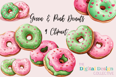 Green and Pink Donuts Clipart Bundle - CraftNest - Digital Crafting and Art