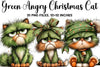 Green Angry Christmas Cat Clipart Bundle