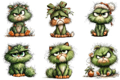 Green Angry Christmas Cat Clipart Bundle - CraftNest - Digital Crafting and Art