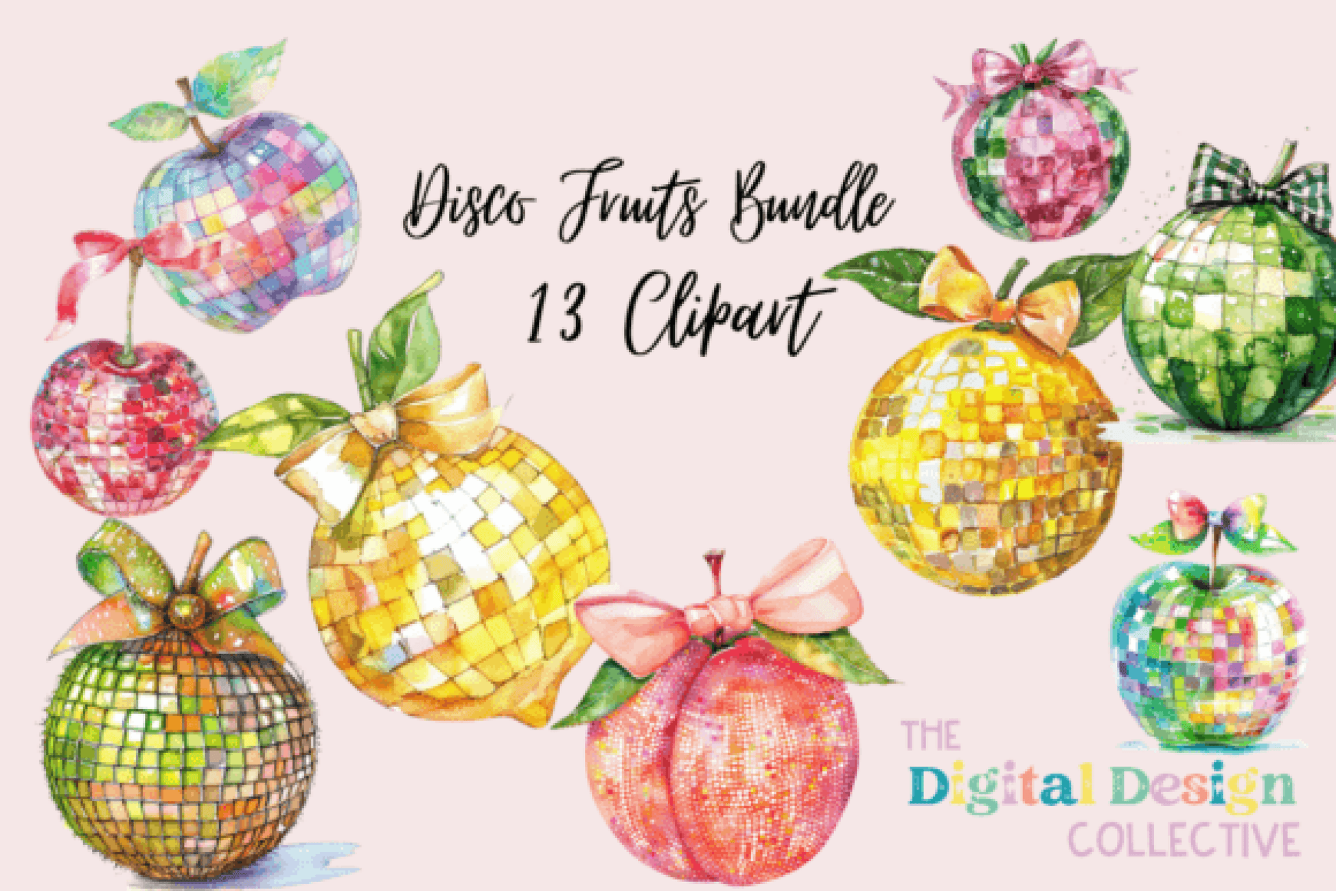 Groovy Disco Fruit Clipart Bundle - CraftNest - Digital Crafting and Art