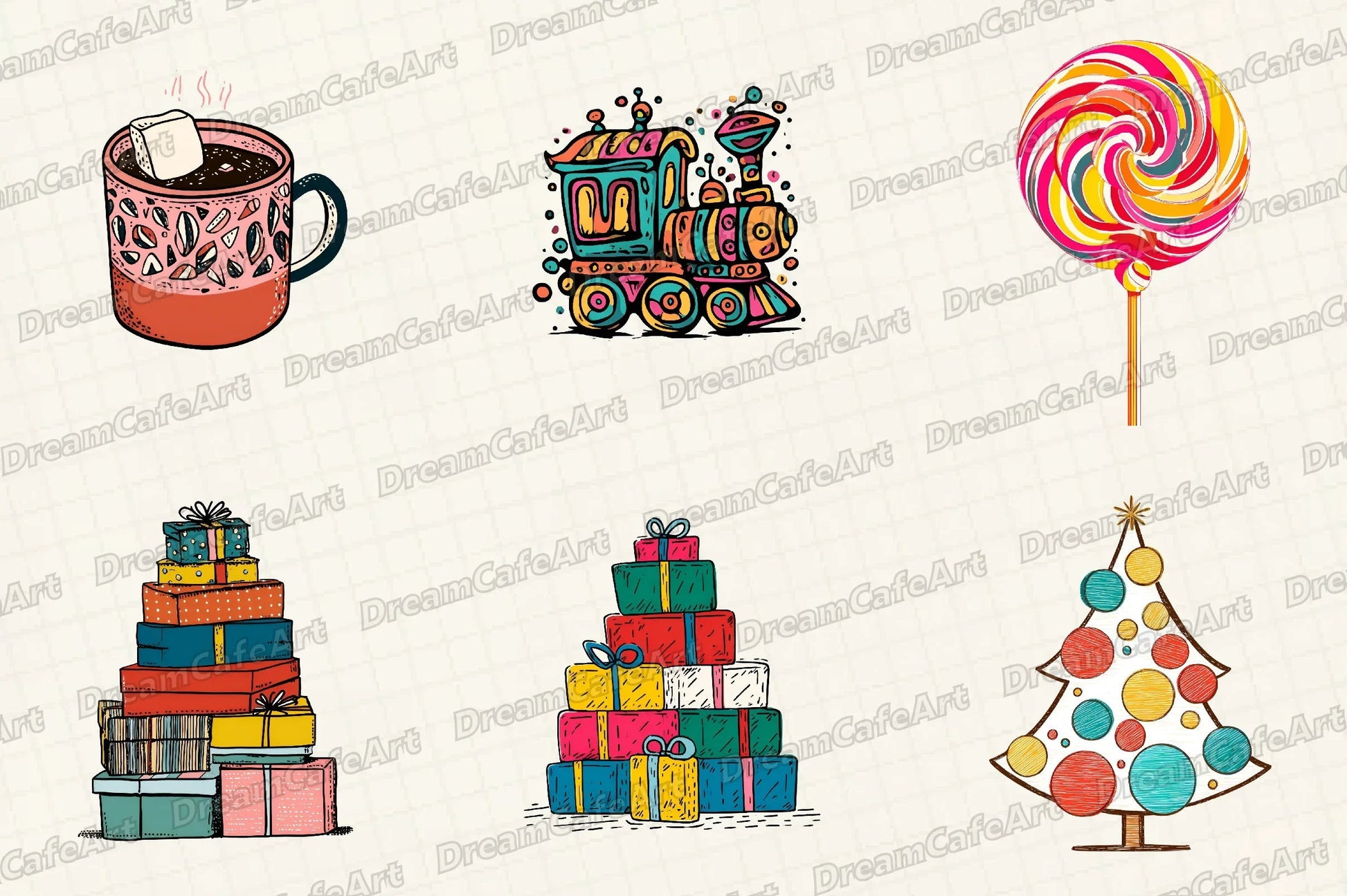 Groovy Retro Christmas Clipart Bundle - CraftNest - Digital Crafting and Art