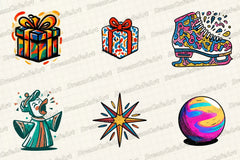 Groovy Retro Christmas Clipart Bundle - CraftNest - Digital Crafting and Art