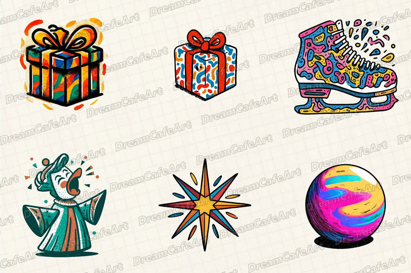 Groovy Retro Christmas Clipart Bundle - CraftNest - Digital Crafting and Art