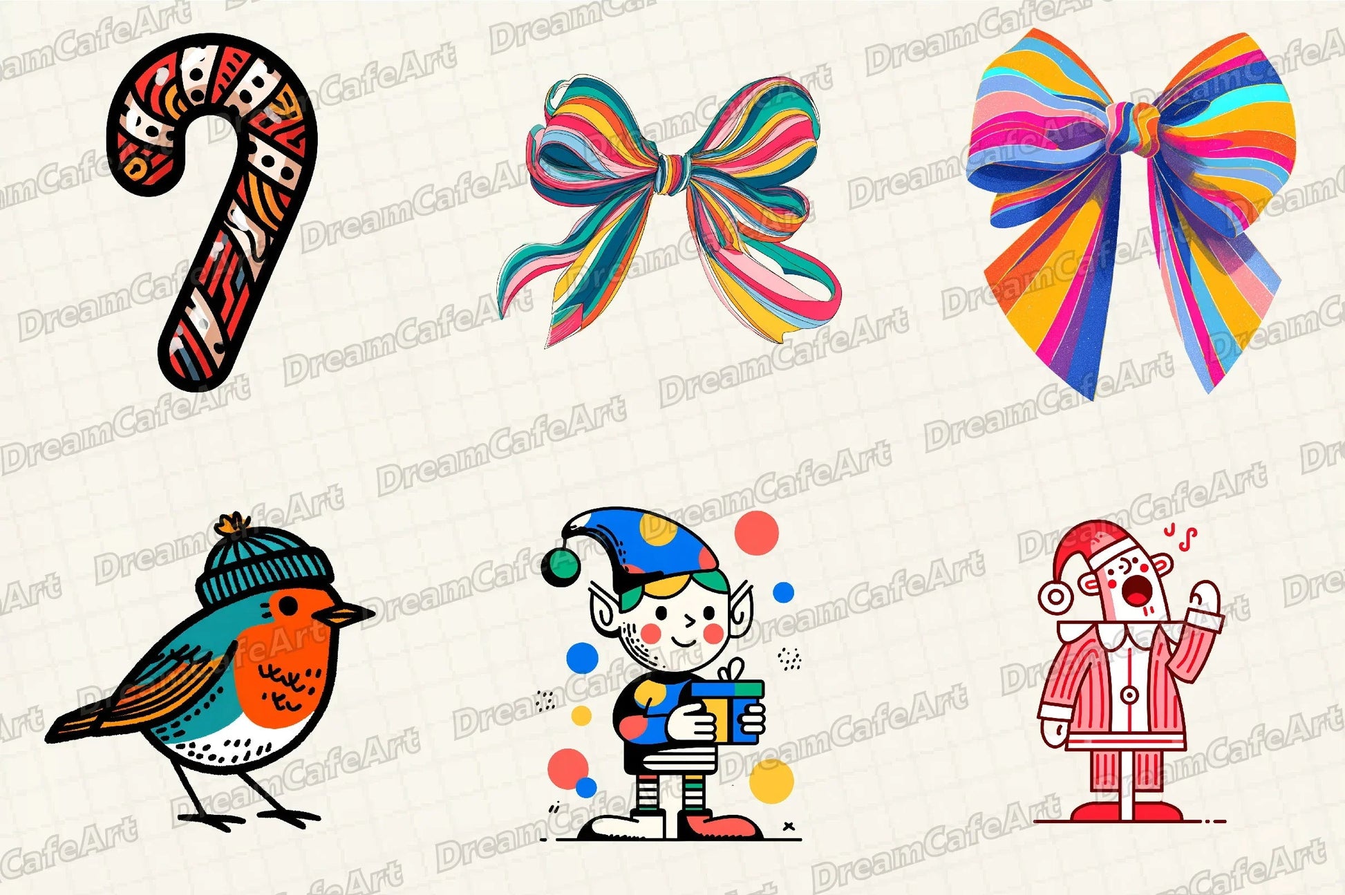 Groovy Retro Christmas Clipart Bundle - CraftNest - Digital Crafting and Art