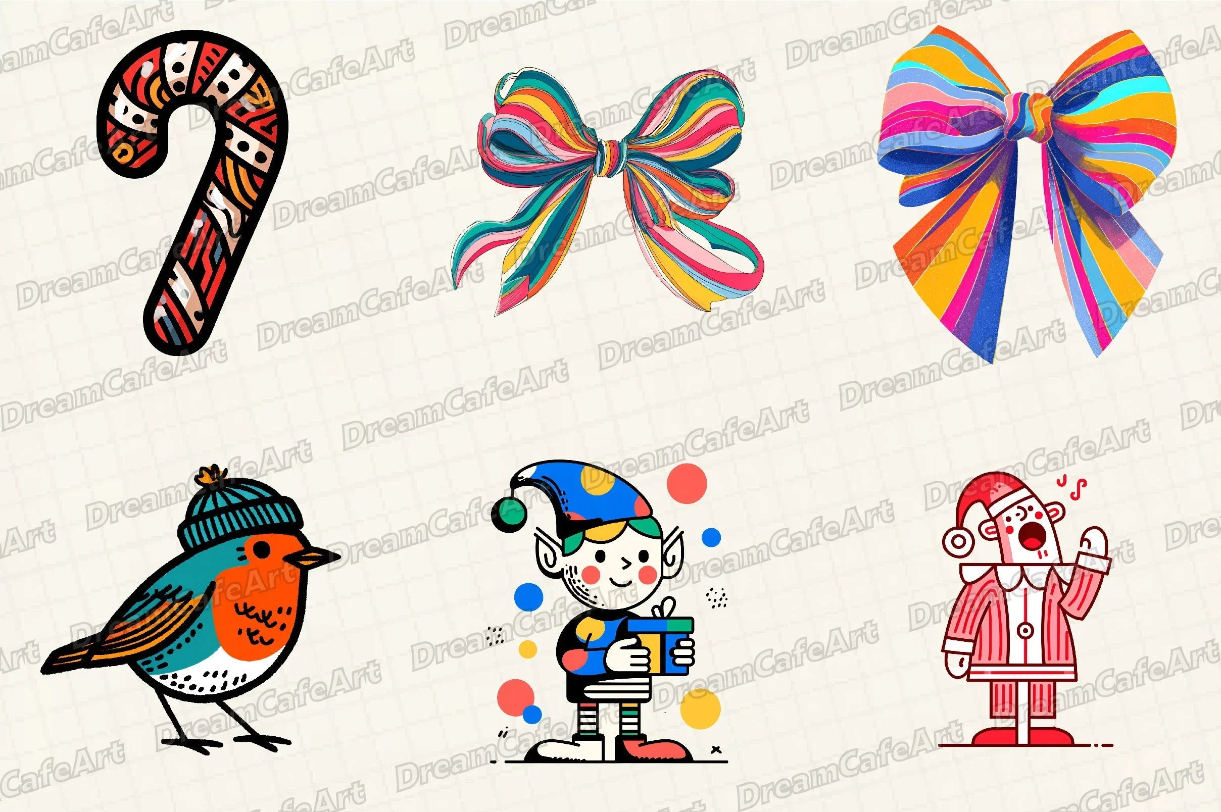 Groovy Retro Christmas Clipart Bundle - CraftNest - Digital Crafting and Art