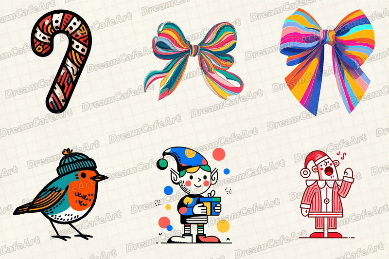 Groovy Retro Christmas Clipart Bundle - CraftNest - Digital Crafting and Art
