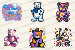 Groovy Retro Christmas Teddy Clipart Bundle - CraftNest - Digital Crafting and Art
