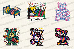 Groovy Retro Christmas Teddy Clipart Bundle - CraftNest - Digital Crafting and Art
