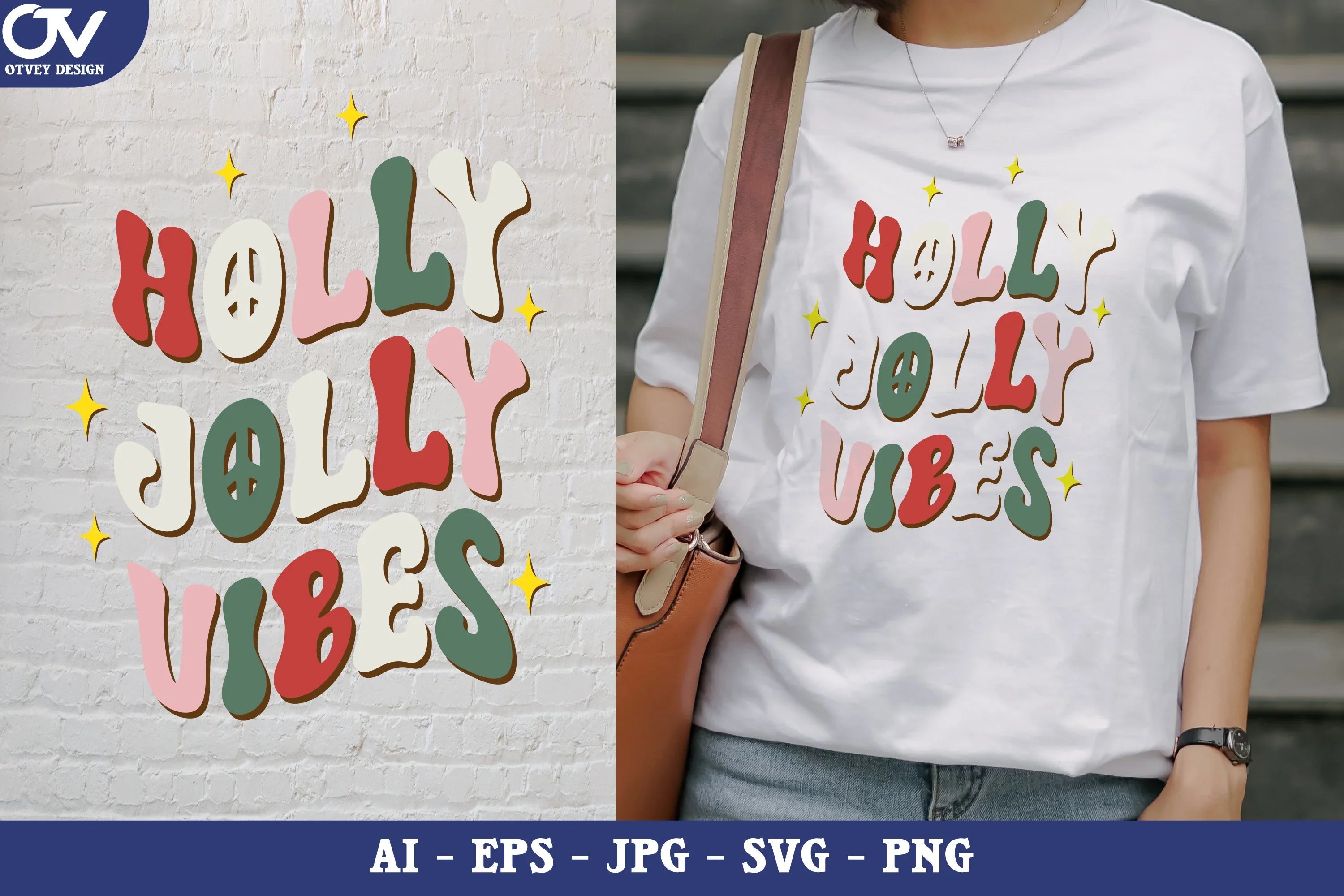 Groovy Holly Jolly Vibes SVG Bundle 2 - CraftNest - Digital Crafting and Art