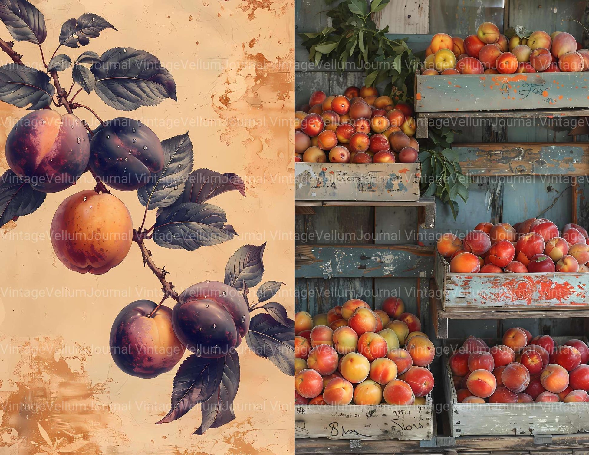 Stone Fruit Junk Journal Pages - CraftNest - Digital Crafting and Art