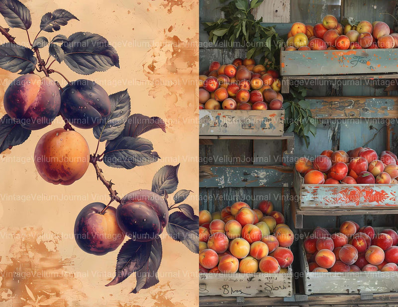 Stone Fruit Junk Journal Pages - CraftNest - Digital Crafting and Art