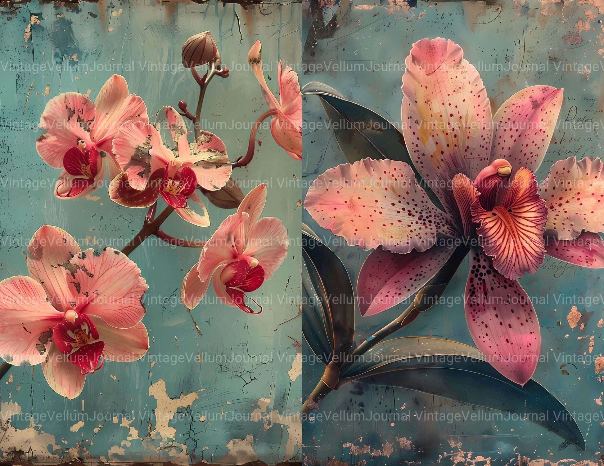 Orchids Flowers Junk Journal Pages - CraftNest