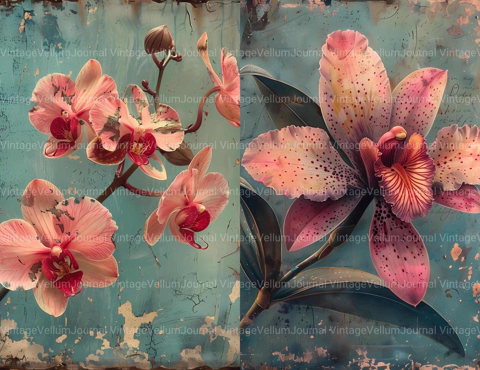 Orchids Flowers Junk Journal Pages - CraftNest