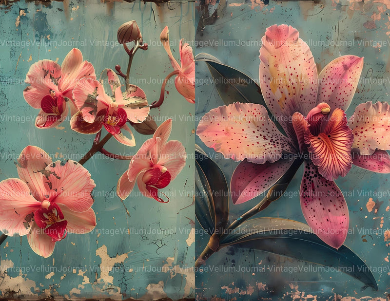 Orchids Flowers Junk Journal Pages - CraftNest