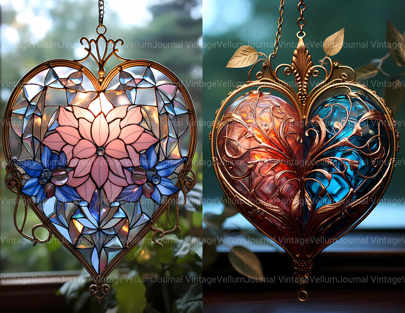 Stained Glass Valentine's Day Junk Journal Pages - CraftNest