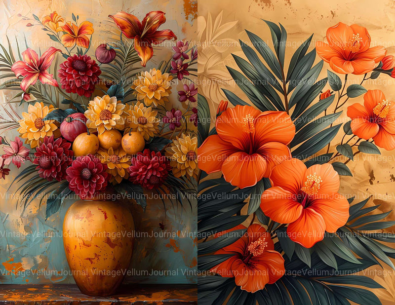 Golden Tropicals Junk Journal Pages - CraftNest - Digital Crafting and Art