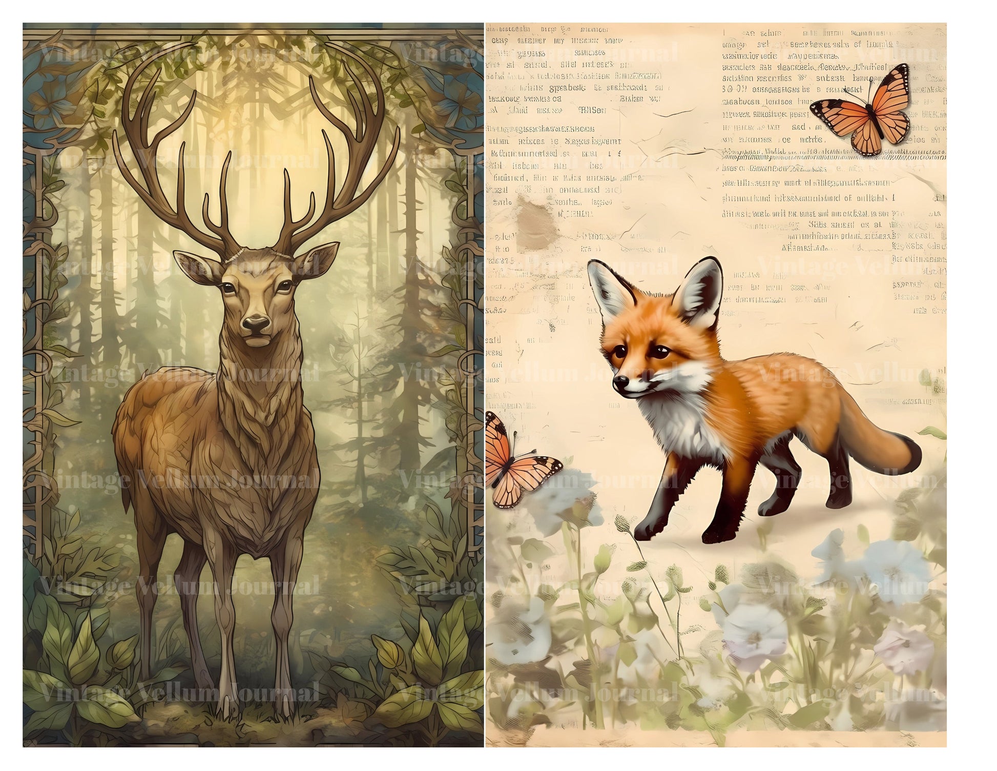 Woodland Animals Junk Journal Pages - CraftNest