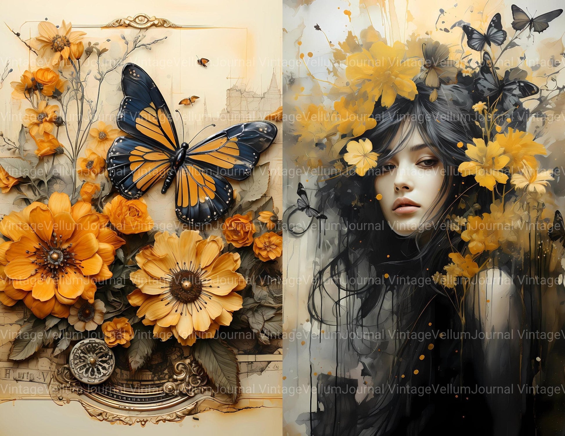 Butter Yellow Junk Journal Pages - CraftNest