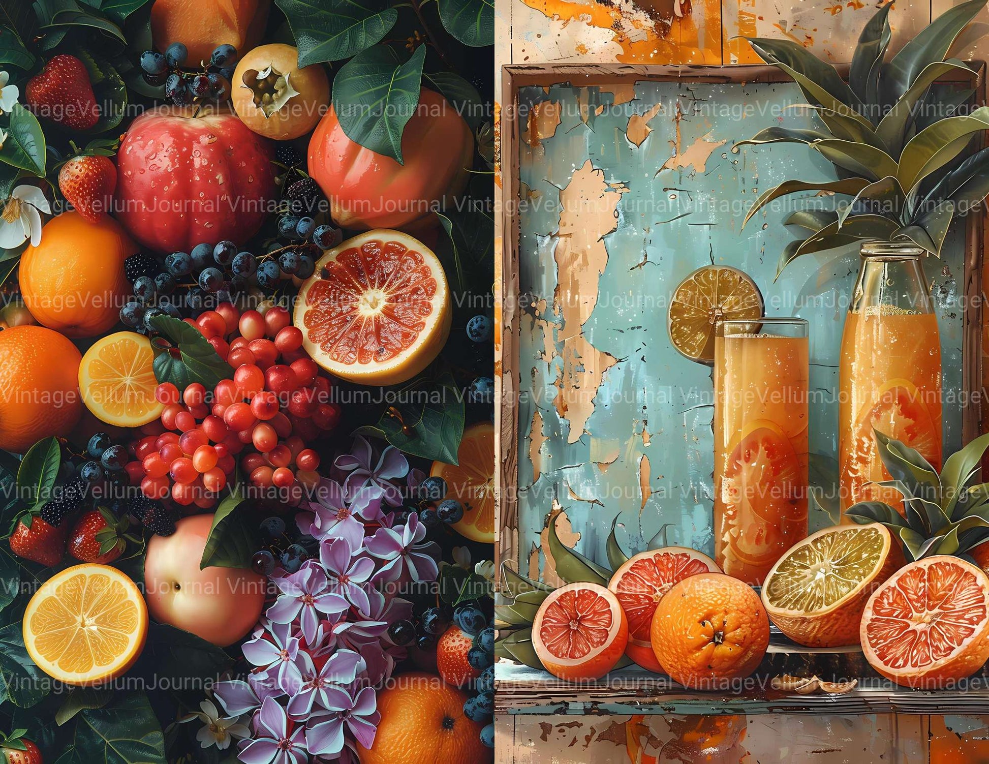 Tropical Fruit Junk Journal Pages - CraftNest - Digital Crafting and Art