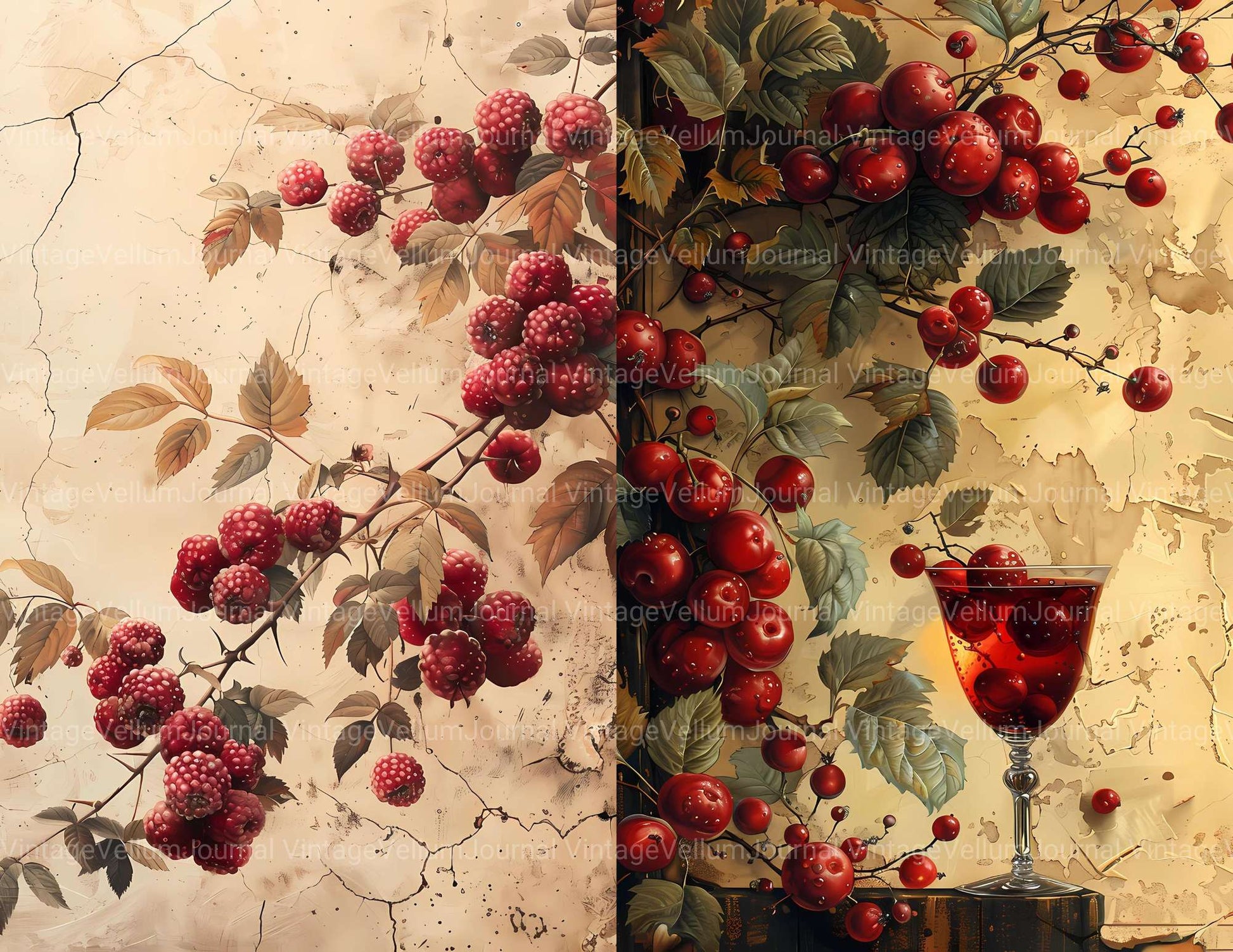 Red Fruit Junk Journal Pages - CraftNest - Digital Crafting and Art