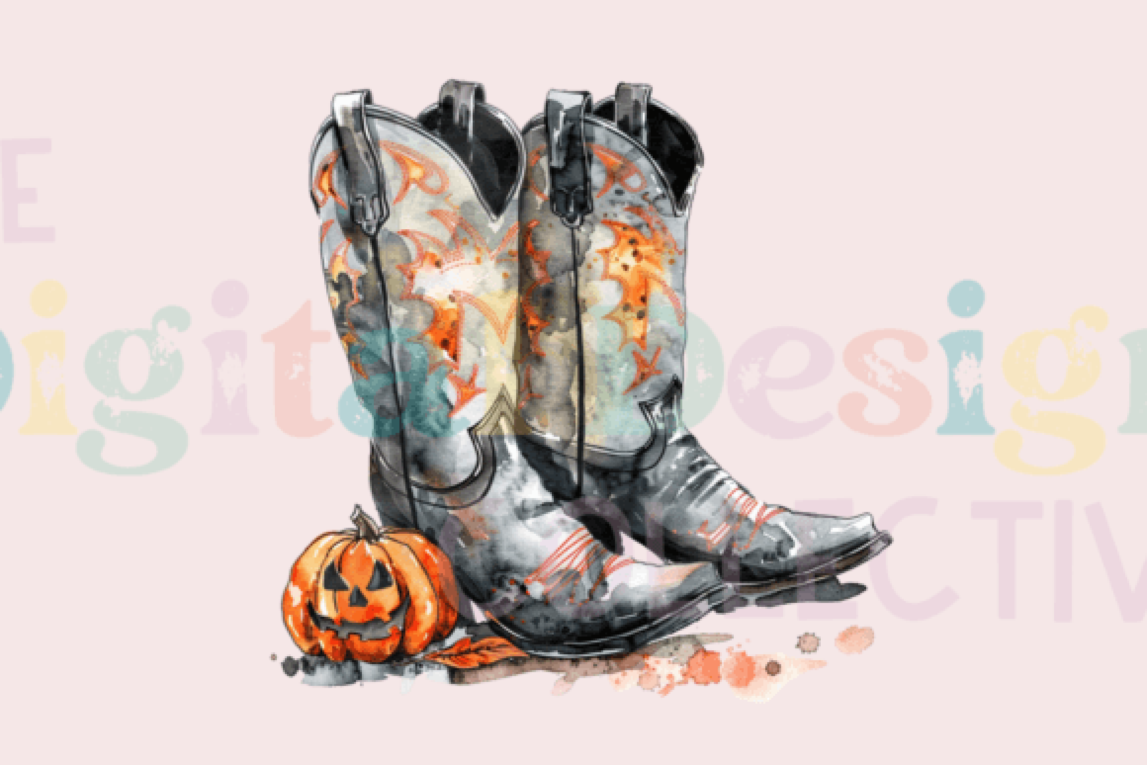 Stylish Halloween Fall Western Boots Clipart Bundle