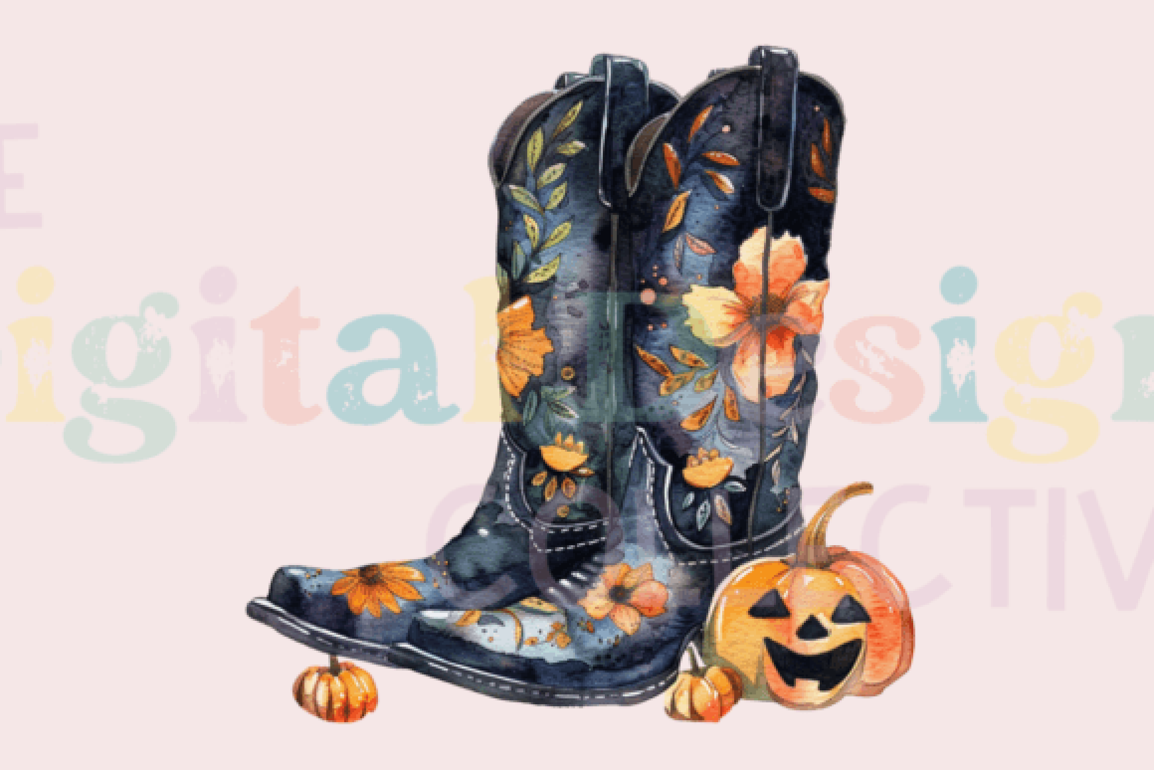 Stylish Halloween Fall Western Boots Clipart Bundle