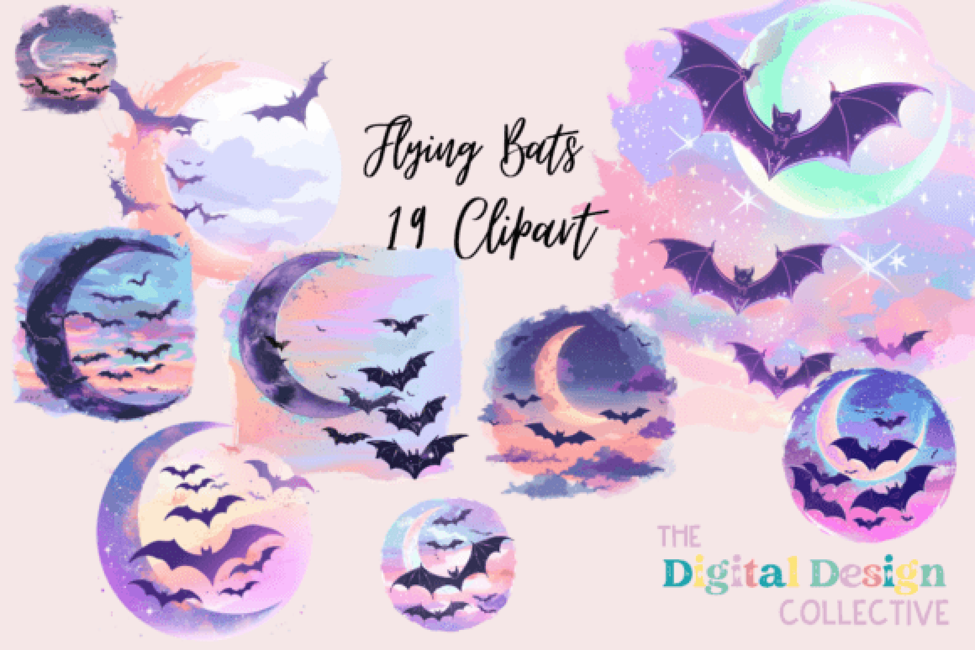 Halloween Flying Bat Clipart Bundle - CraftNest - Digital Crafting and Art