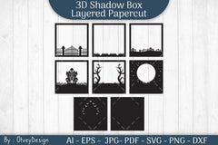 Halloween Scene 3D Layered Papercut Shadow Box SVG Bundle - CraftNest - Digital Crafting and Art