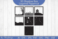 Halloween Scene 3D Layered Papercut Shadow Box SVG Bundle - CraftNest - Digital Crafting and Art