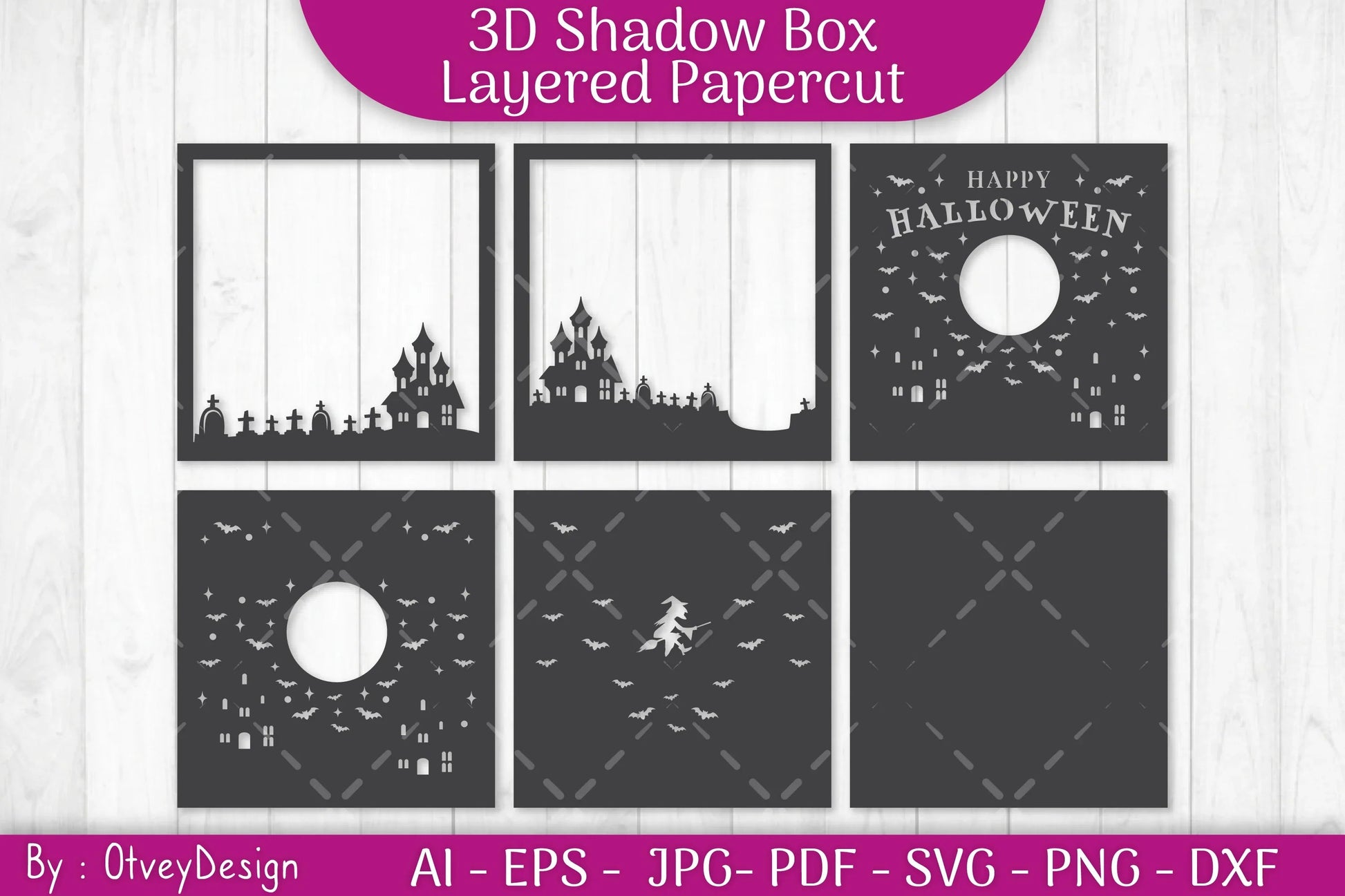 Halloween Scene 3D SVG Shadow Box Bundle - CraftNest - Digital Crafting and Art