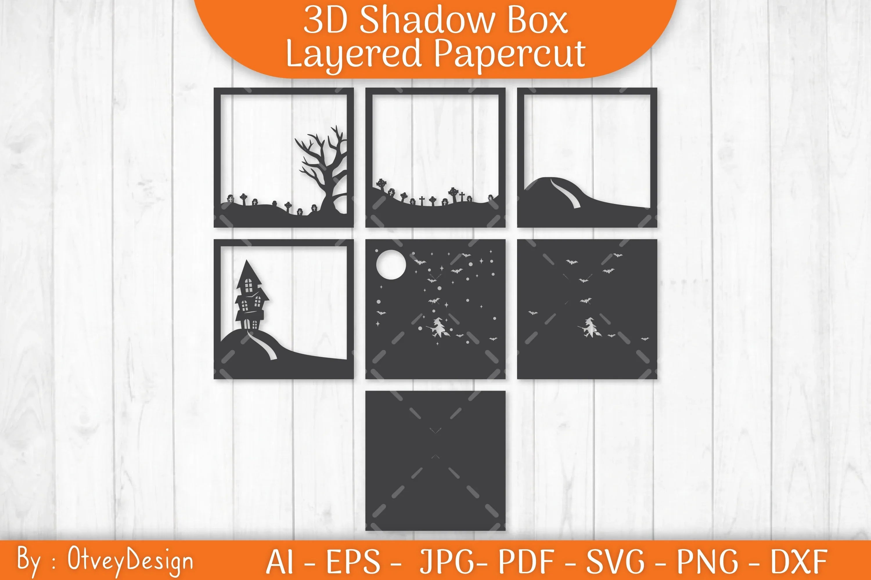 Halloween Scene 3D Shadow Box SVG Bundle - CraftNest - Digital Crafting and Art