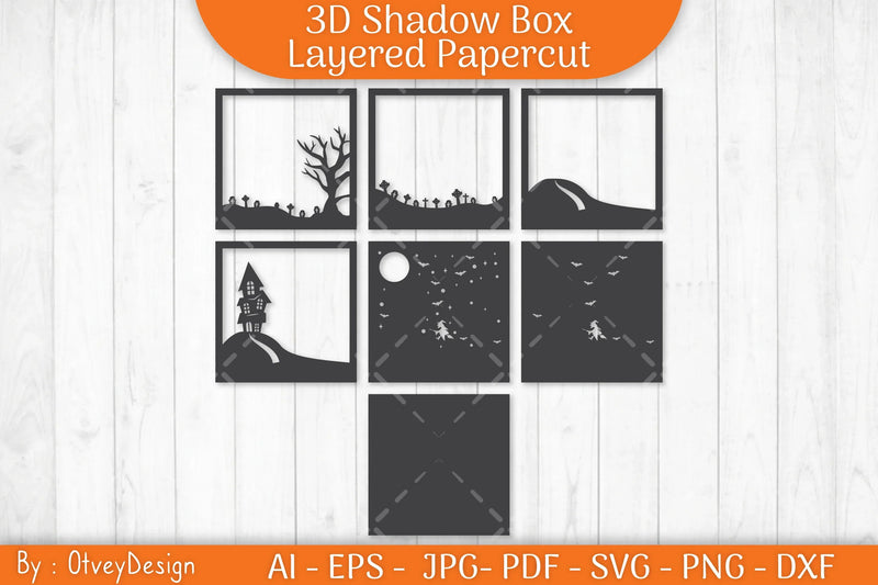 Halloween Scene 3D Shadow Box SVG Bundle - CraftNest - Digital Crafting and Art
