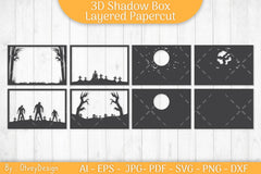 Halloween Scene 3D ShadowBox Layered Papercut SVG Bundle - CraftNest - Digital Crafting and Art