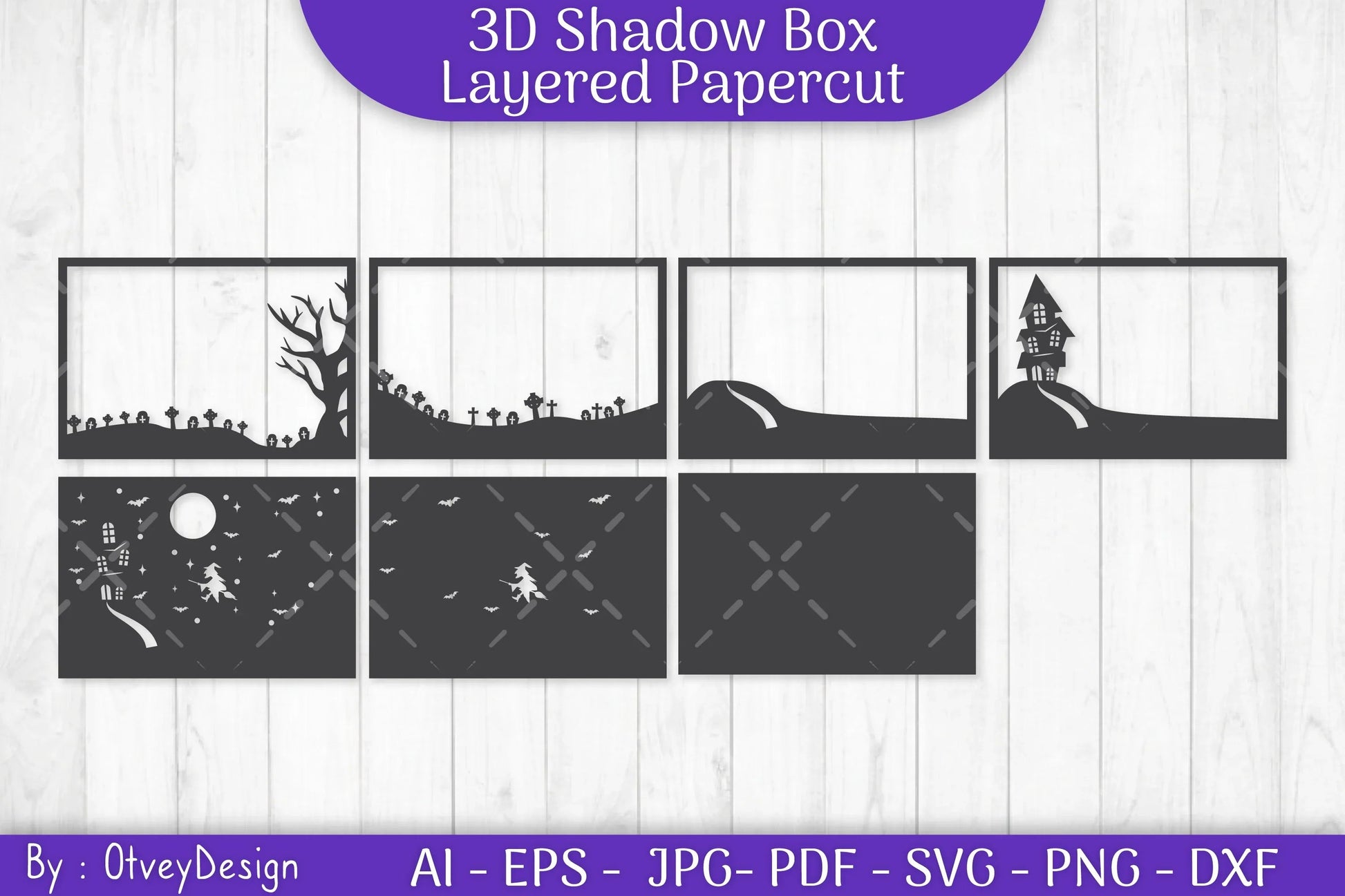 Halloween Scene 3D ShadowBox Layered Papercut SVG Bundle - CraftNest - Digital Crafting and Art