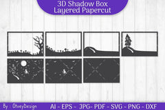 Halloween Scene 3D ShadowBox Layered Papercut SVG Bundle - CraftNest - Digital Crafting and Art