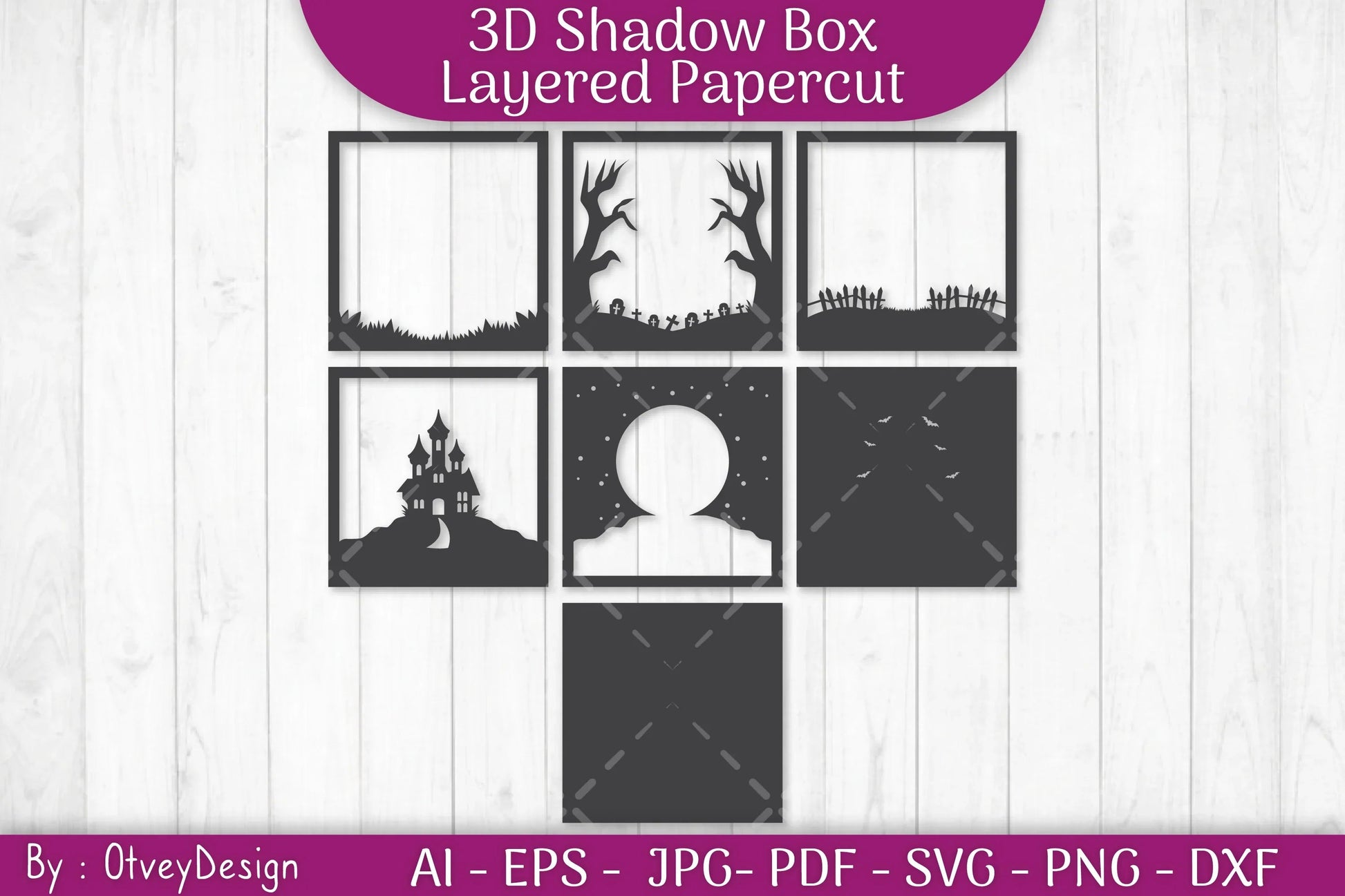 Halloween Scene 3D ShadowBox Layered Papercut SVG Bundle - CraftNest - Digital Crafting and Art