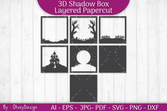 Halloween Scene 3D ShadowBox Layered Papercut SVG Bundle - CraftNest - Digital Crafting and Art